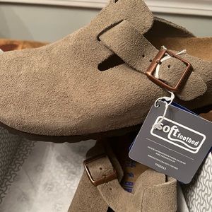 Birkenstock Boston Clog Taupe Suede NEW NEVER WORN